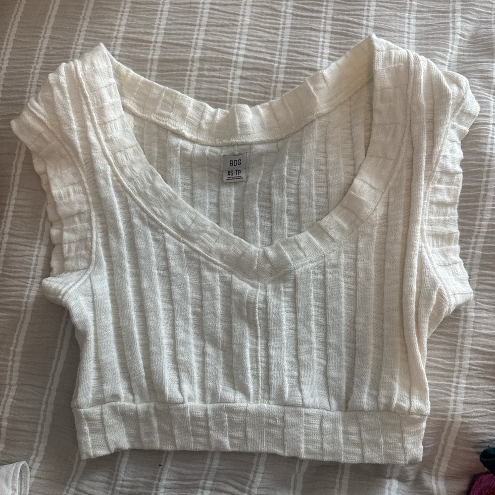 Urban Outfitters White Ribbed Crop Top